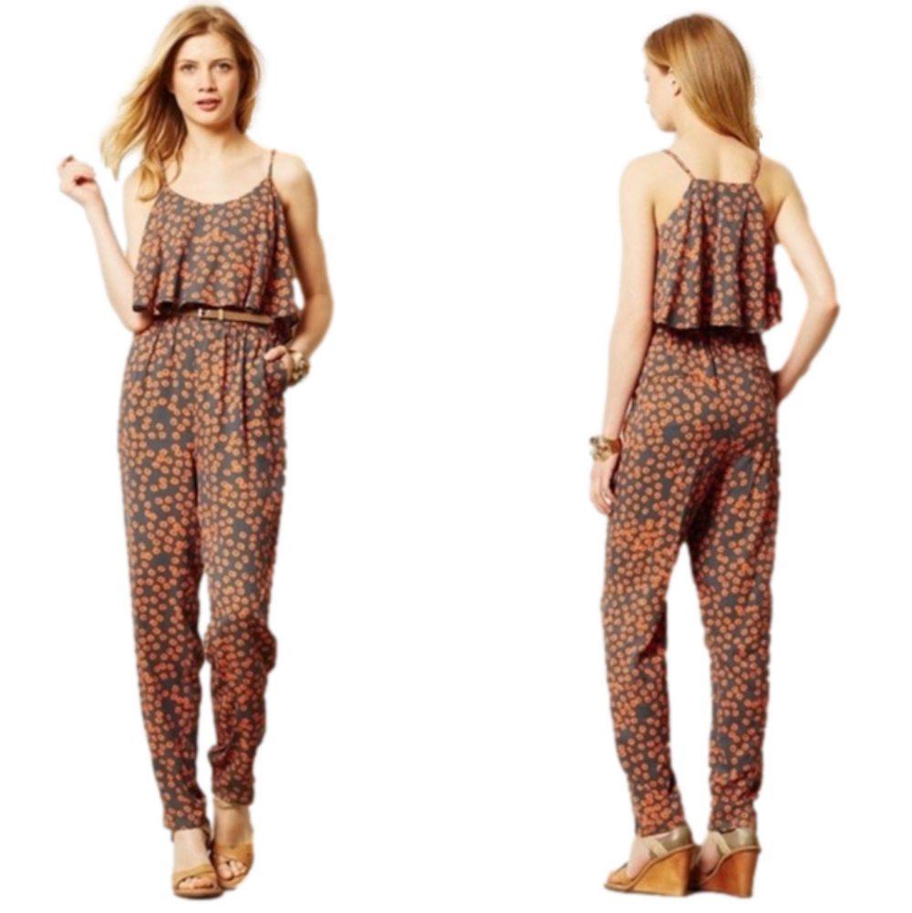 Anthropologie Lilka Women’s Curieuse Jumpsuit Gray Orange XS